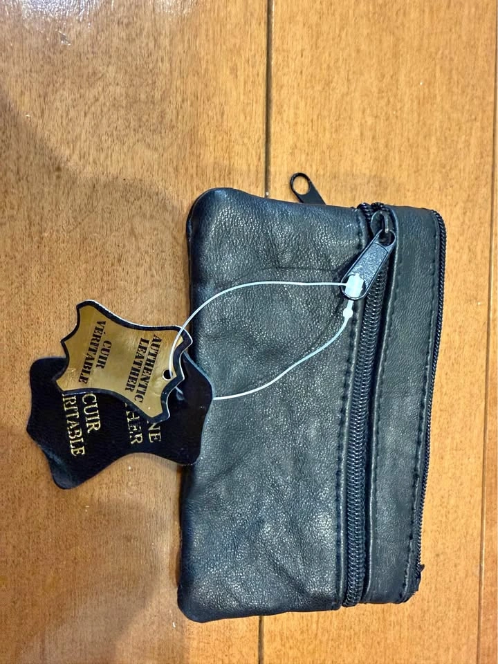 Black Leather Coin Purse Key Holder