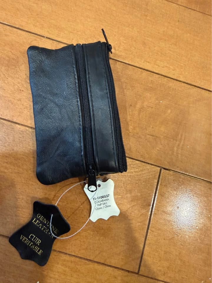 Black Leather Coin Purse Key Holder - photo 3