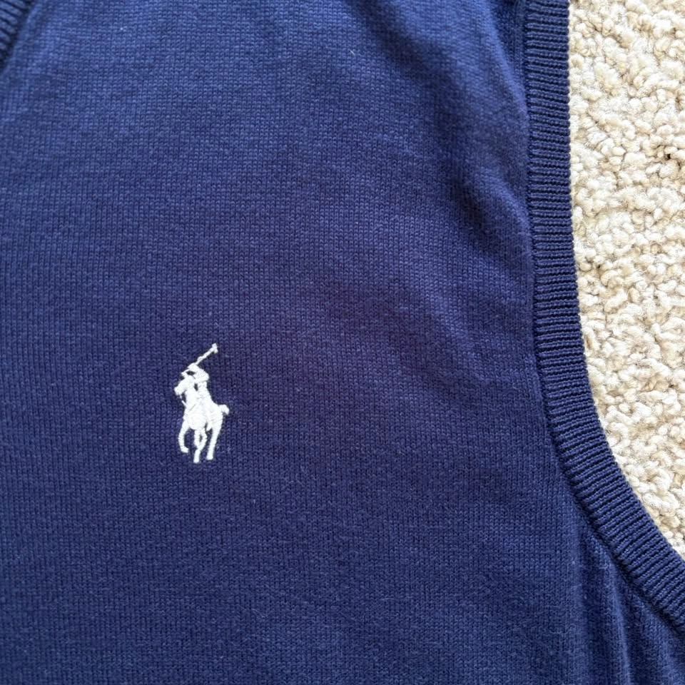 Polo Golf Ralph Lauren Mens XL Sweater Vest Blue Knit 100% Cotto - photo 4
