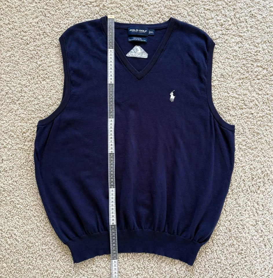 Polo Golf Ralph Lauren Mens XL Sweater Vest Blue Knit 100% Cotto - photo 5