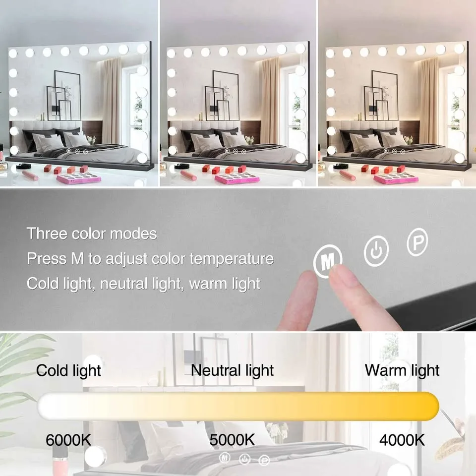 Mekkleon Hollywood Makeup Vanity Mirror w/ 15 LED Bulbs image indicator(2)