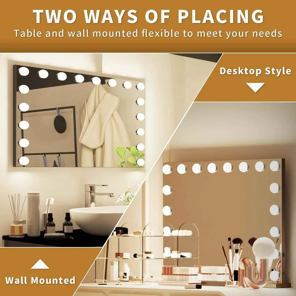 Mekkleon Hollywood Makeup Vanity Mirror w/ 15 LED Bulbs image indicator(4)