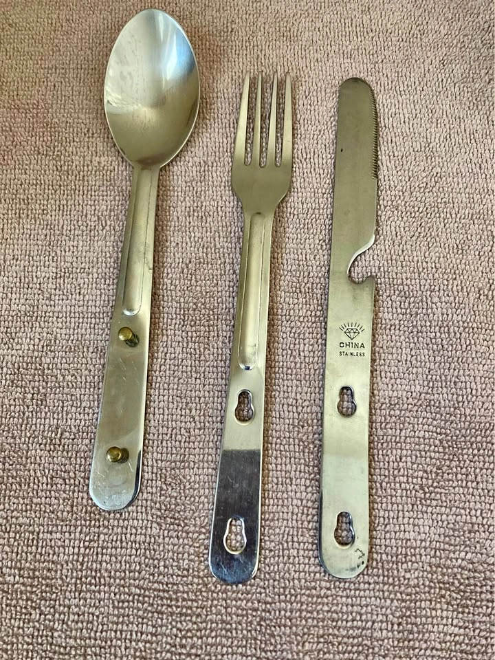 Hiking Utensils 3 Piece Stainless Steel Vintage