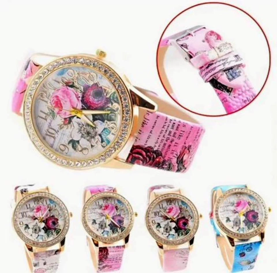 Floral Watches with Rhinestone Embellishment