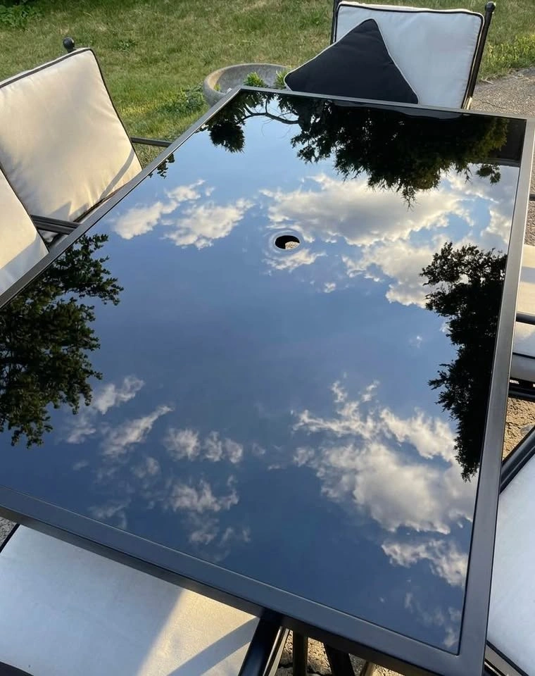 7-Piece Patio Dining Set – Glass Table + 6 Cushioned Chairs - photo 2
