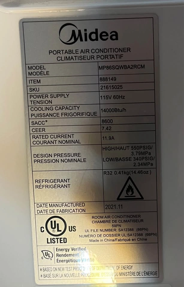 Like New Midea 14,000 BTU Portable AC – Blows Ice Cold - photo 5