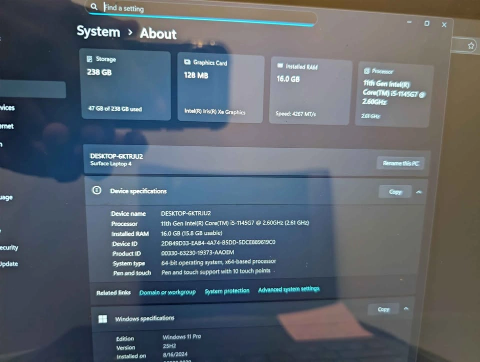 Microsoft Surface Laptop 4 i5 16GB RAM 256GB SSD - photo 4