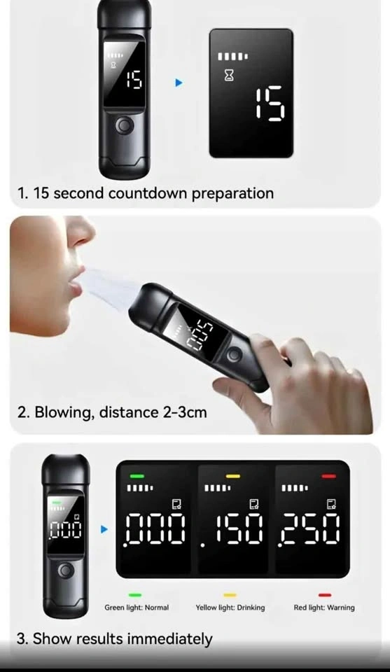 Digital Alcohol Tester Breathalyzer USB-C Rechargeable