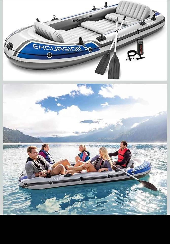 INTEX Excursion 50 Inflatable Boat Set w Oars Pump Bag