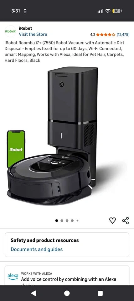 iRobot Roomba i7+ Robot Vacuum w/ Auto Dirt Disposal