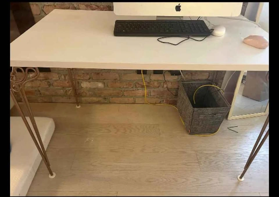 White Top Console Table Rose Gold Legs - photo 2