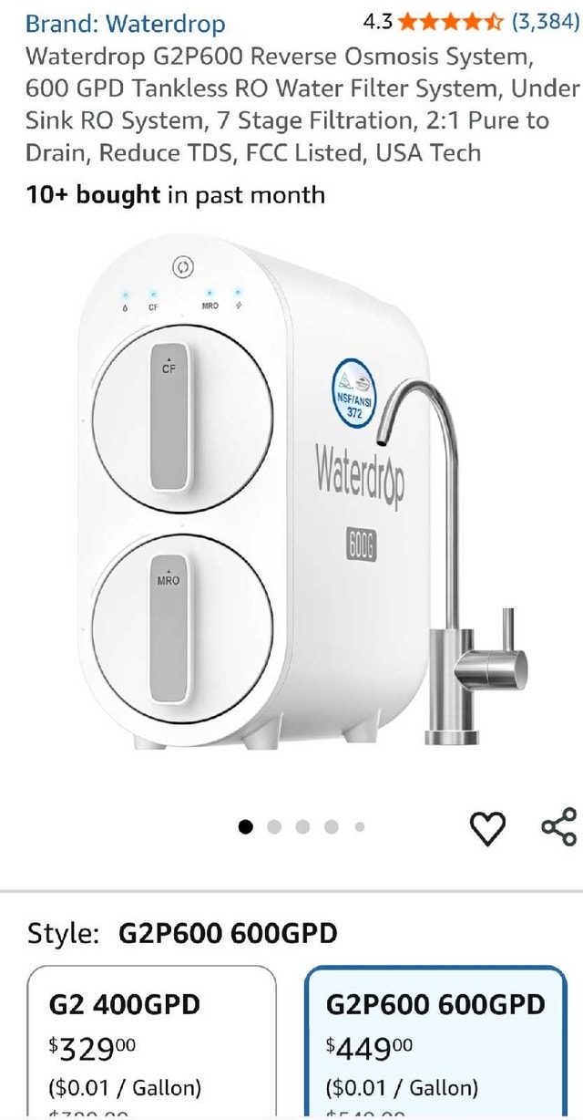 Waterdrop G2P600 RO Water Filter System - New - photo 3