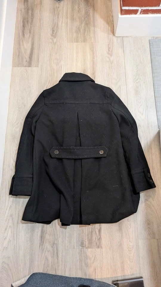Zara Basic Black Double Breasted Peacoat - Size M - photo 3