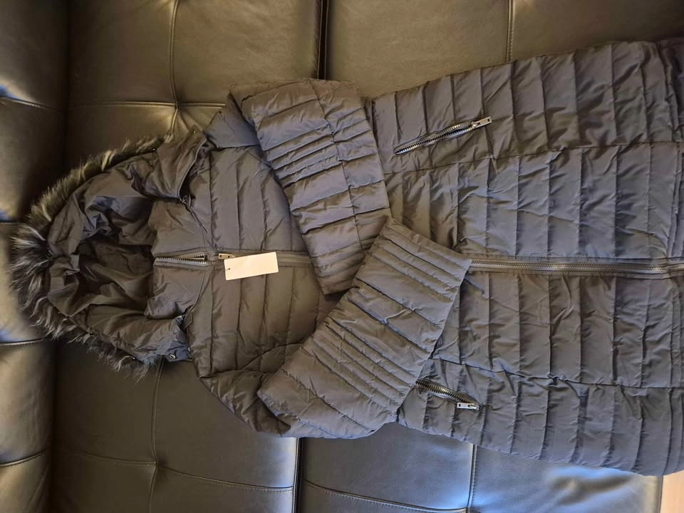 Women's Long Puffer Winter Jacket - Hooded Grey XL - photo 2