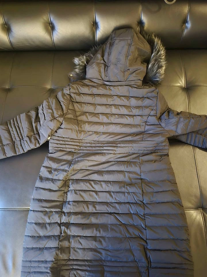 Women's Long Puffer Winter Jacket - Hooded Grey XL - photo 5