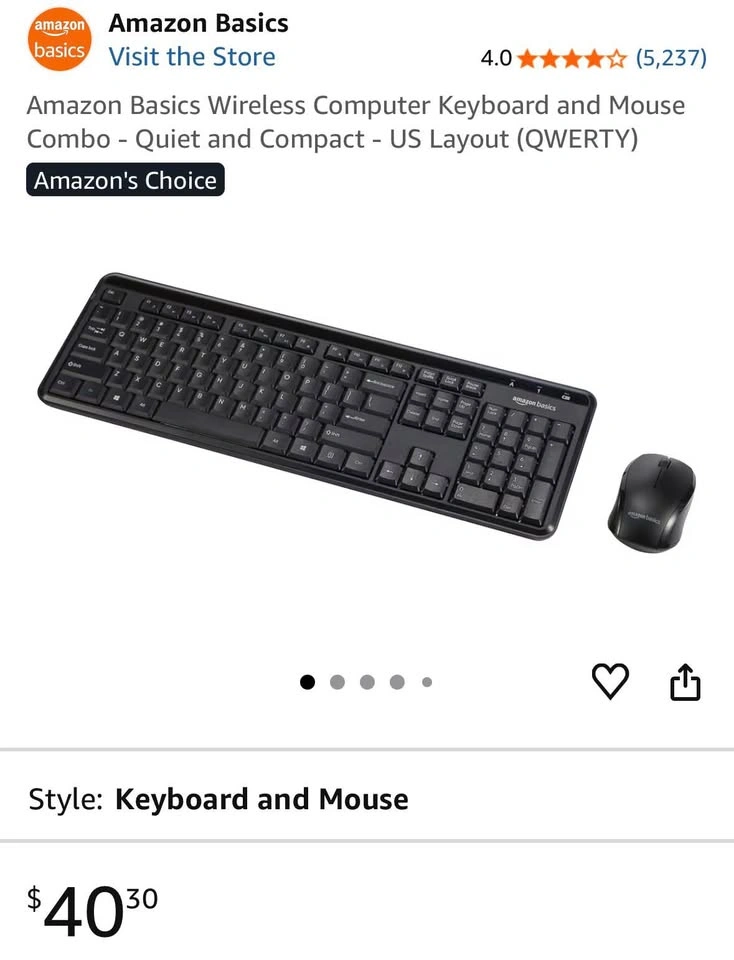 Amazon Basics Wireless Keyboard and Mouse Combo - photo 2
