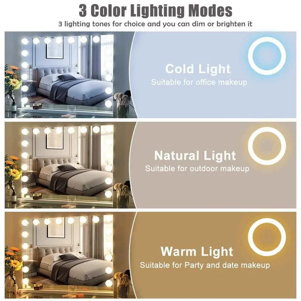 Hansong 80x58 cm Hollywood Mirror with Bluetooth BRAND NEW image indicator(4)