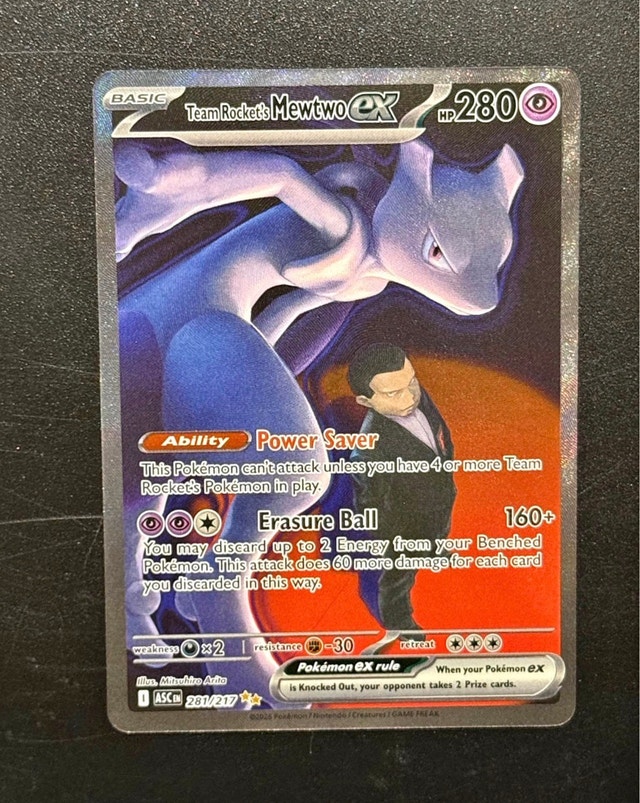 MINT TEAM ROCKET’S MEWTWO 281/217 ASCENDED HEROES