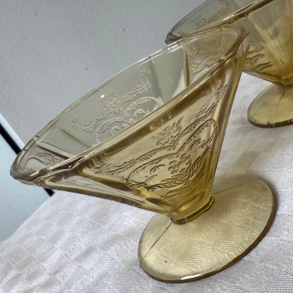 2 Depression Era Yellow/Amber Madrid Bowls - photo 3