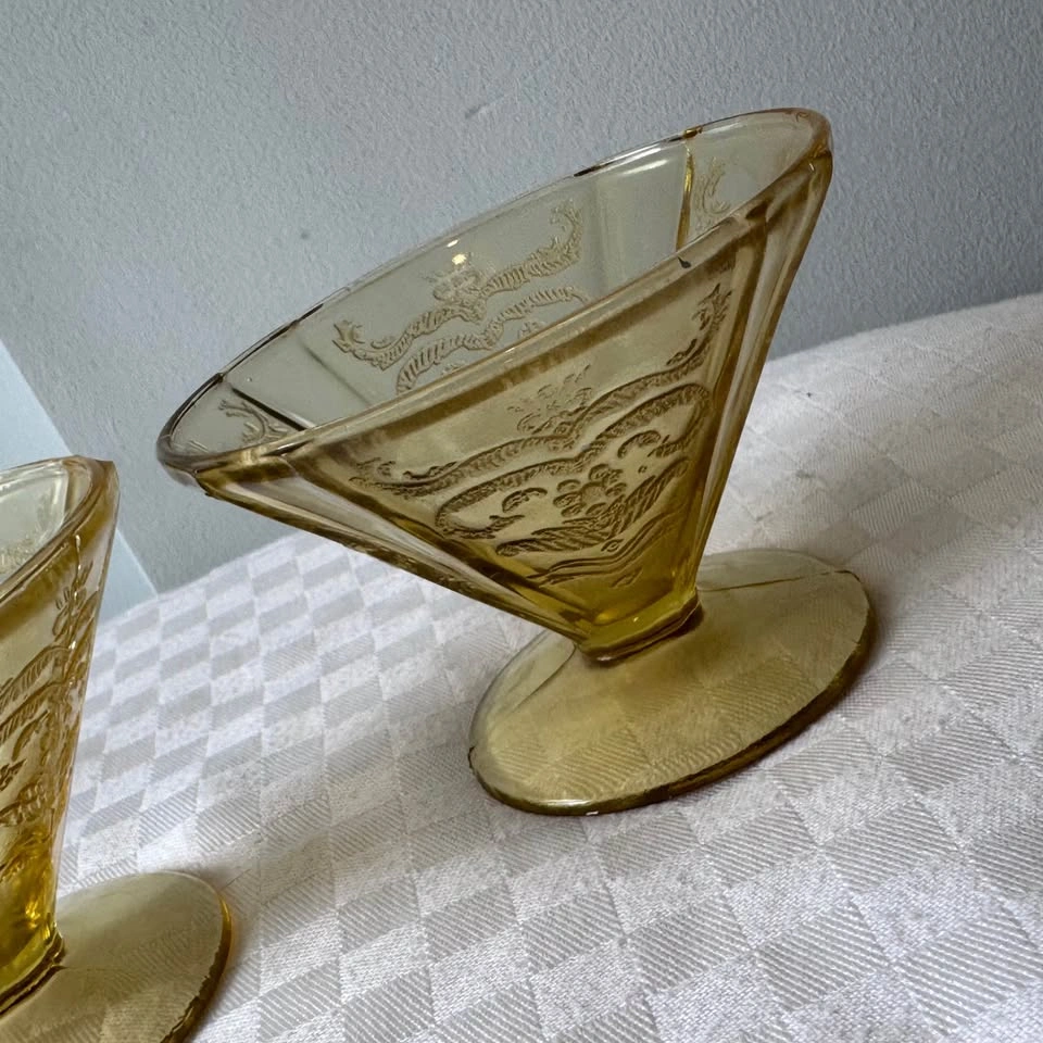 2 Depression Era Yellow/Amber Madrid Bowls - photo 4