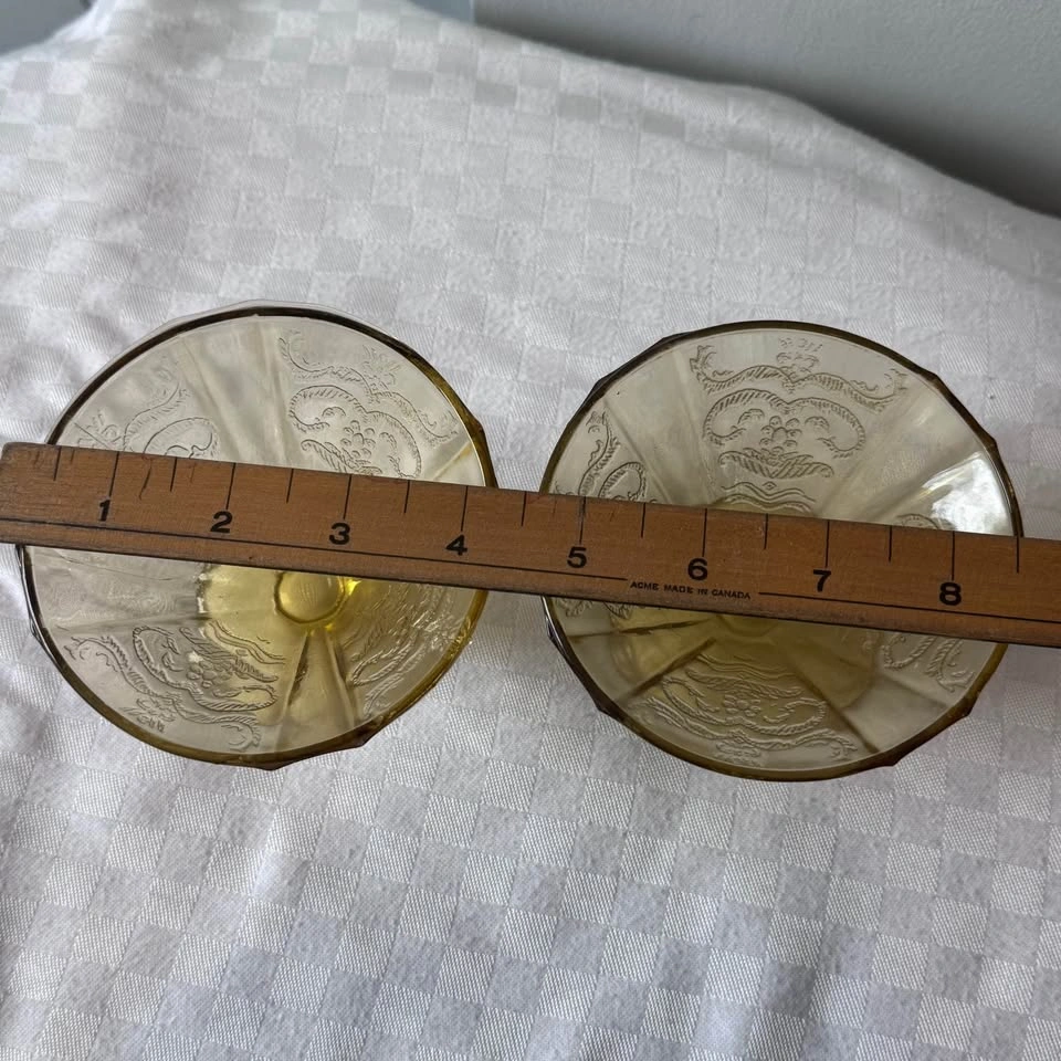 2 Depression Era Yellow/Amber Madrid Bowls - photo 5