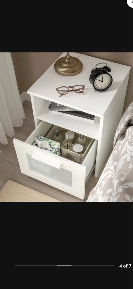 IKEA White Nightstand with Drawer & Shelf - photo 4