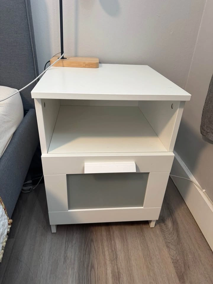 IKEA White Nightstand Drawer Shelf
