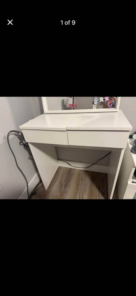 IKEA White Vanity Desk w/ Mirror & Storage - photo 2