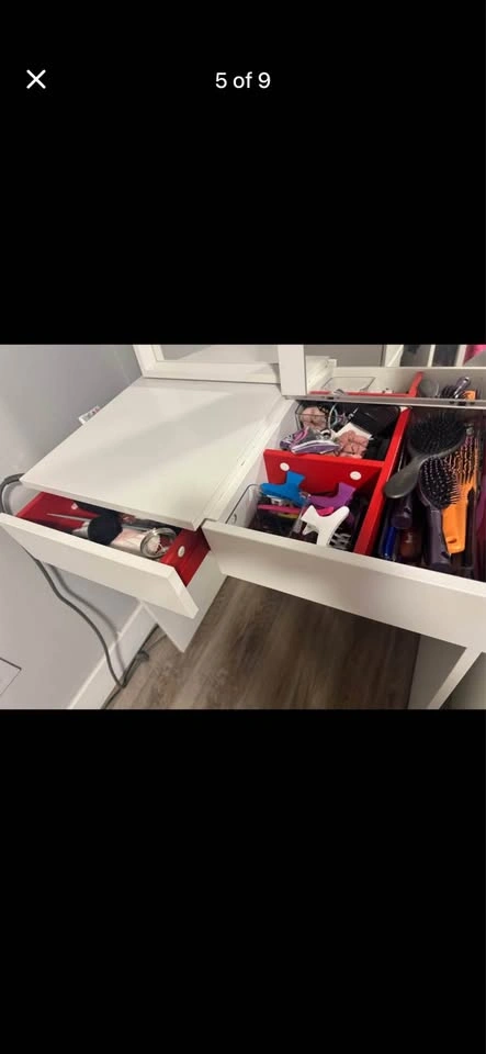 IKEA White Vanity Desk w/ Mirror & Storage - photo 5