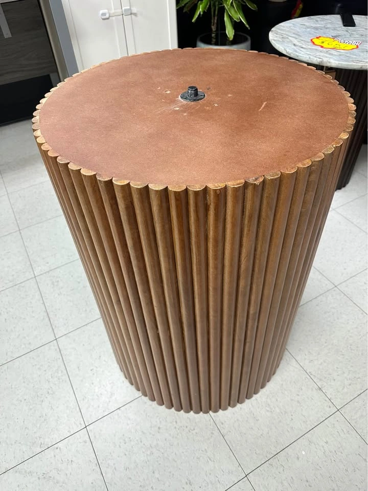 Fluted Wood Round Dining Table - photo 2
