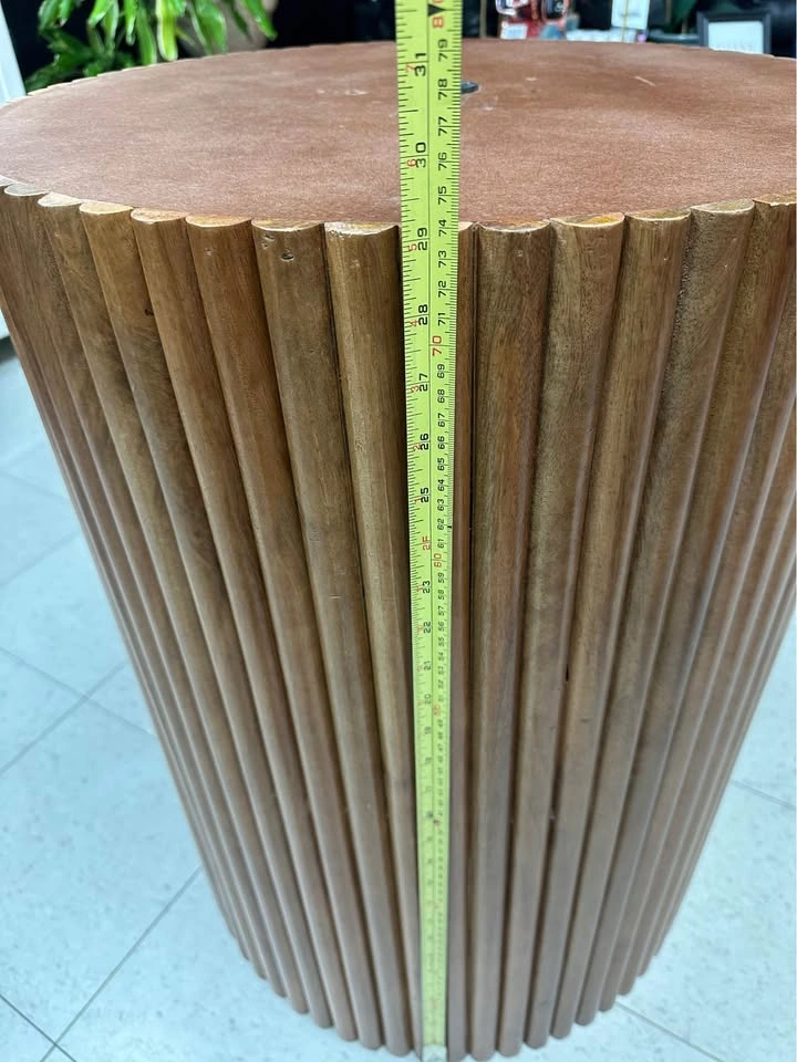 Fluted Wood Round Dining Table - photo 3