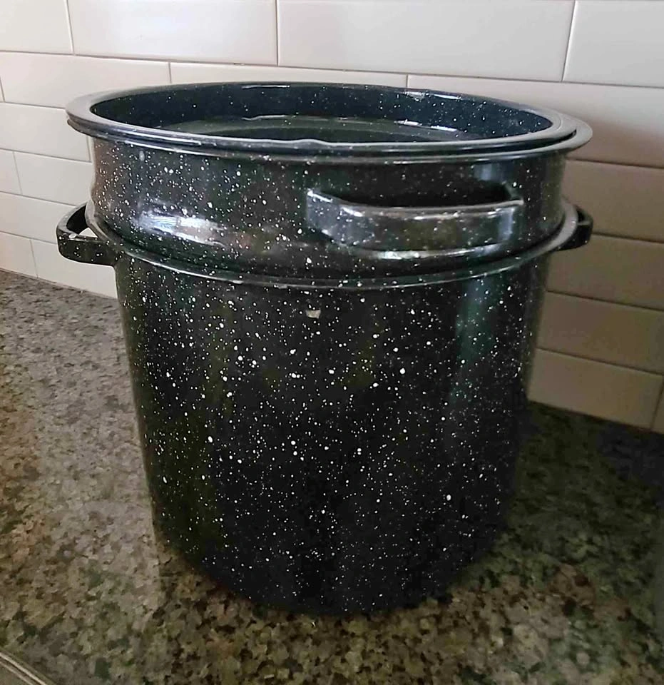 Black Speckled Enamel Canner Pot