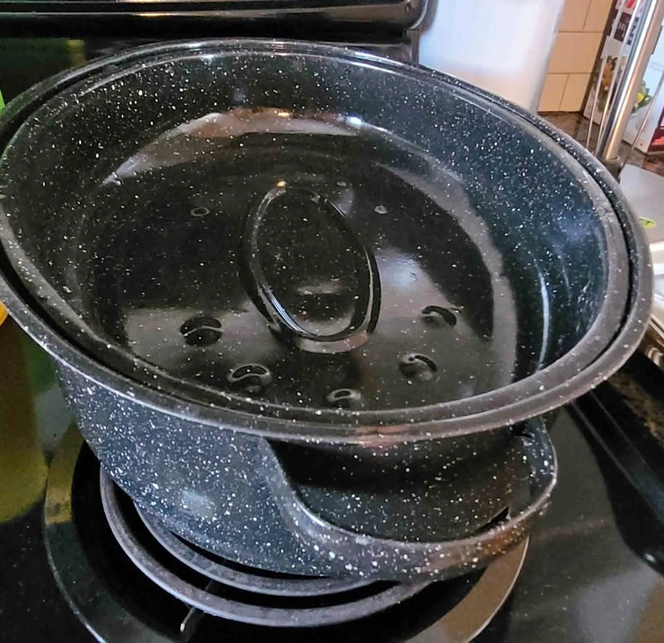 Large Black Speckled Roasting Pan