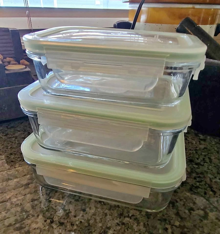 3 Glass Food Storage Containers w/ Lids