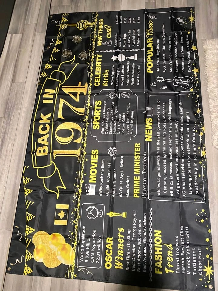 Free delivery 1974 Birthday Banner - Back in 74 Party Decor