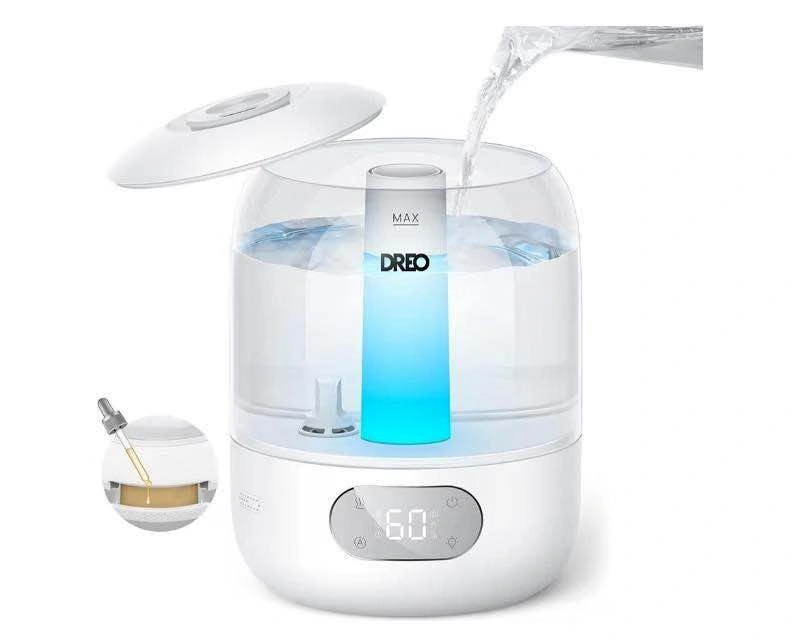 DREO Humidifier for Bedroom, 3L Top Fill, 30H Quiet Cool Mist