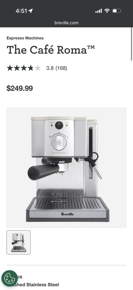 Breville Cafe Roma Espresso Machine - photo 3