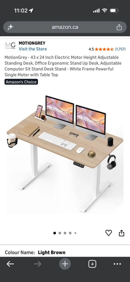 Electric Standing Desk Light Brown - photo 2