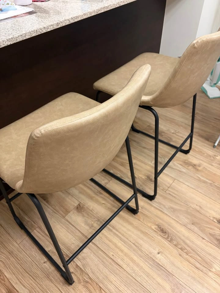 Beige Counter Height Bar Stools Set of 2 - photo 3