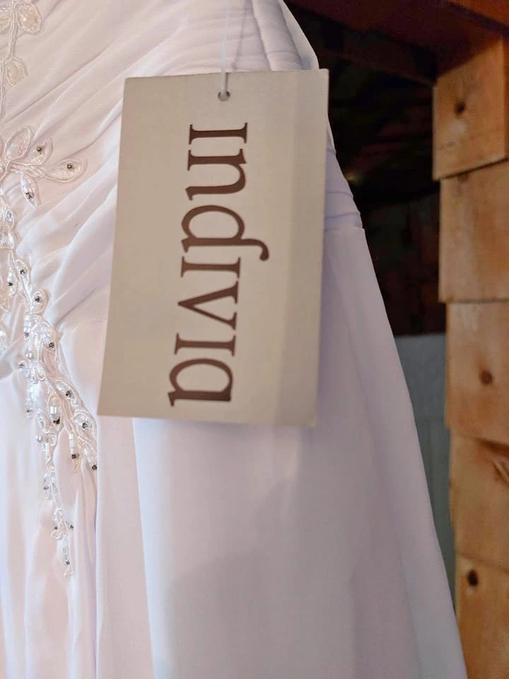 White Strapless Wedding Dress