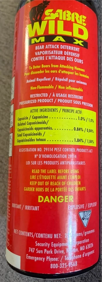 Sabre Wild Max Bear Attack Deterrent Spray - photo 2