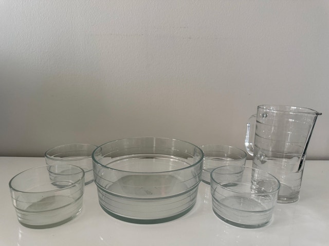 Glass Bowls and Pitcher