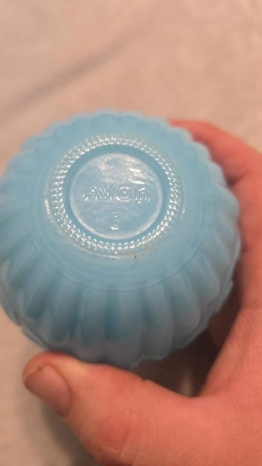 Vintage 1970s Avon Blue Milk Glass Perfume Bottle - photo 2