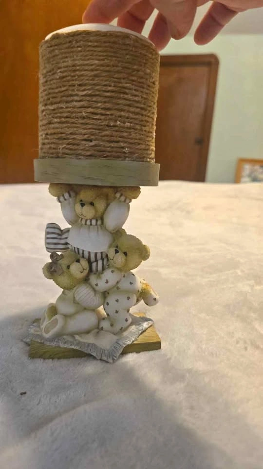 Vintage 1990s Twinkle Teddies Figurine / Candle Holder