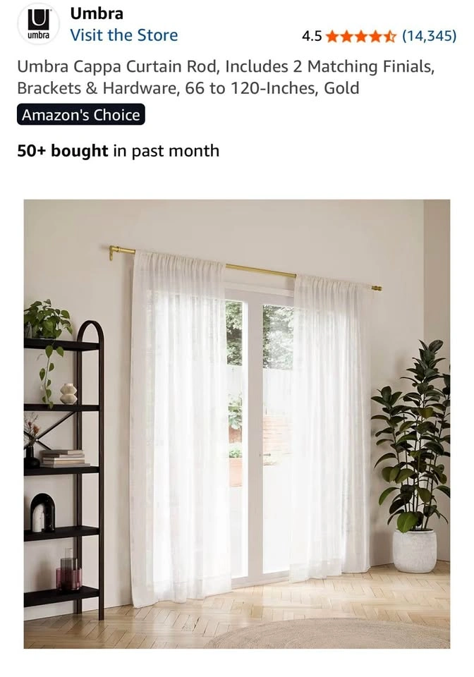 Umbra Cappa Curtain Rod, Gold