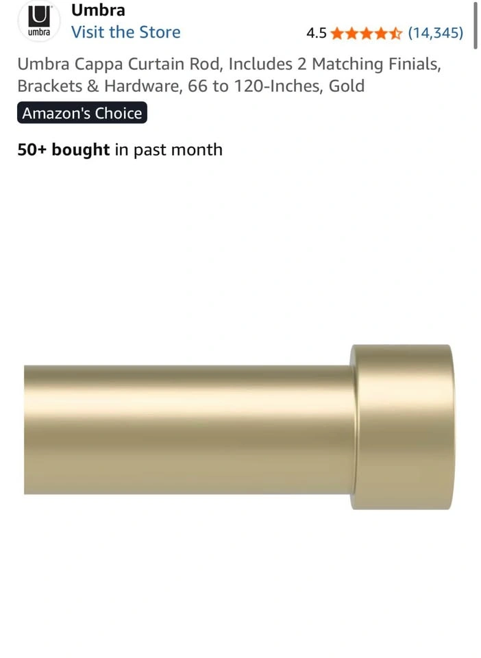 Umbra Cappa Curtain Rod, Gold - photo 2