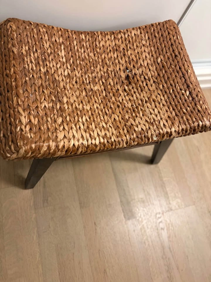Vintage Woven Seagrass Vanity Stool - photo 2