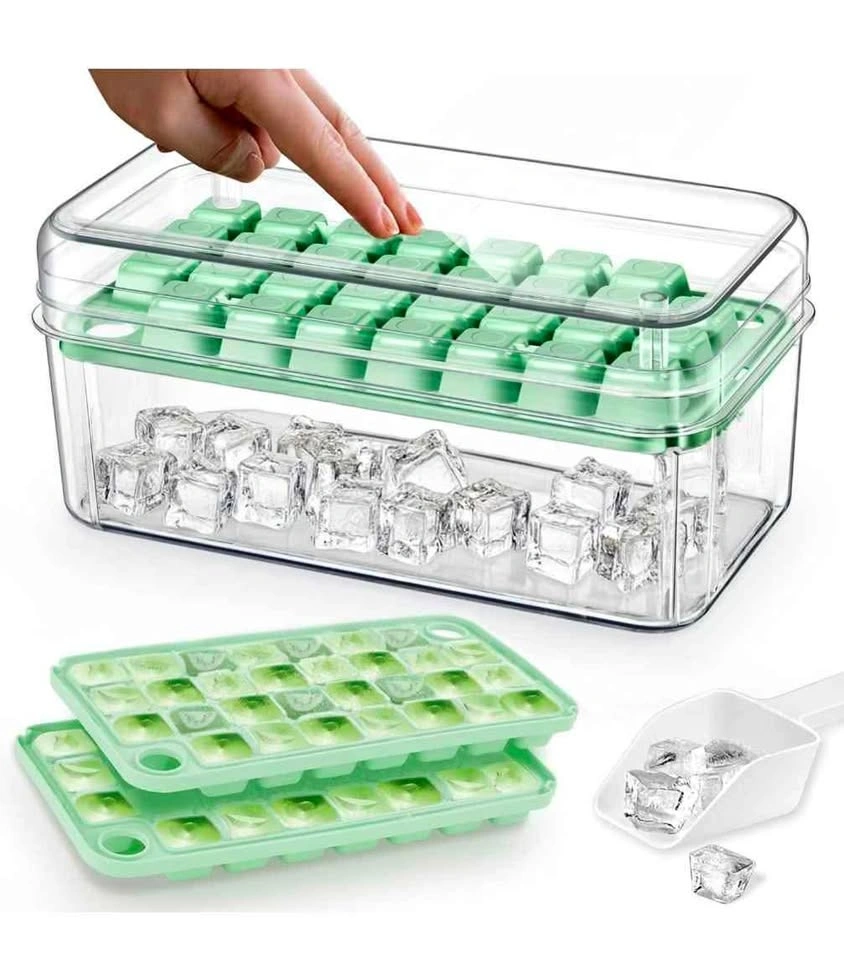 Brand New Ice Cube Tray with Lid & Storage Bin - 60 Pcs