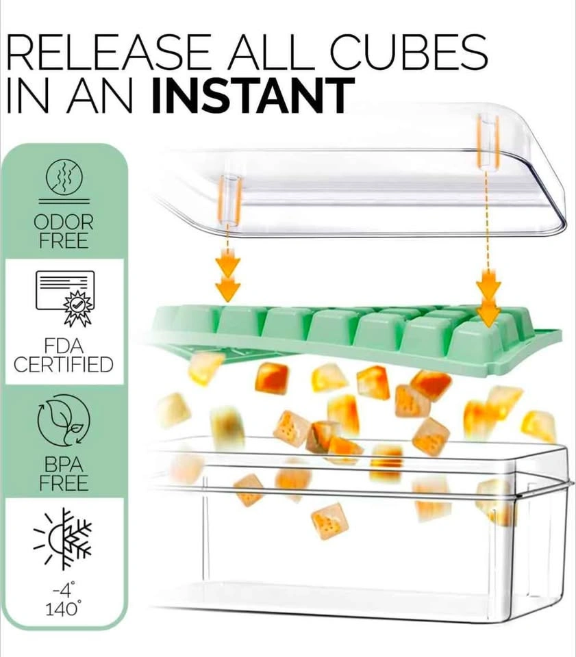 Brand New Ice Cube Tray with Lid & Storage Bin - 60 Pcs - photo 2