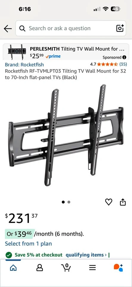Rocketfish RF-TVMLPT03 Tilting TV Wall Mount